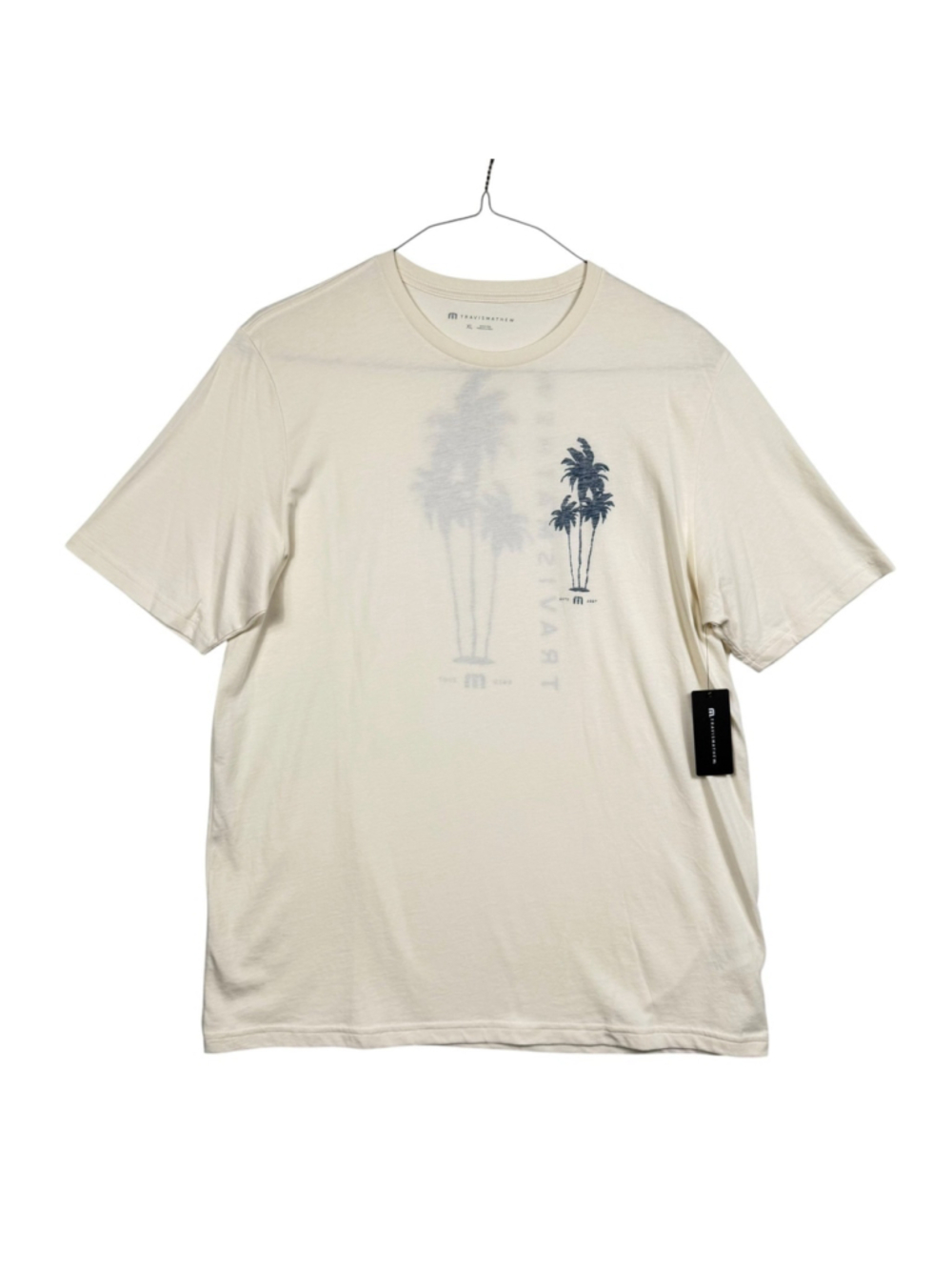 Travis Mathew Salt Spray T Shirt Beige Cotton Graphic Palm Tree Beach Men's XL